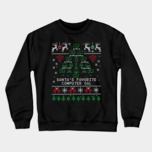 Santa's Favorite Computer Gal Girl Christmas Crewneck Sweatshirt